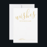 Moderne Gold Script Hochzeitsberatung und Wunschka Hinweiskarte<br><div class="desc">Fügen Sie Ihrer Hochzeit eine persönliche Touch mit einem modernen Skript Hochzeitsratschlag und Wunschkarte hinzu. Diese Ratenkarte enthält den Titel im modernen, goldfarbenen Kalligraphie-Schriftart-Stil und die Details im modernen Sans Serif-Schriftart-Stil auf weißem Hintergrund. Ideal für Hochzeiten, Babydusche, Geburtstagsparty, Brautparty, Junggeselinnen-Abschied und alle besondere Anlässe. Bitte beachten Sie: Die Details der...</div>