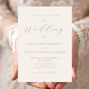 Moderne Gold Script Ivory Wedding Einladung