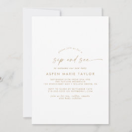 Moderne Gold Script Sip and See Einladung