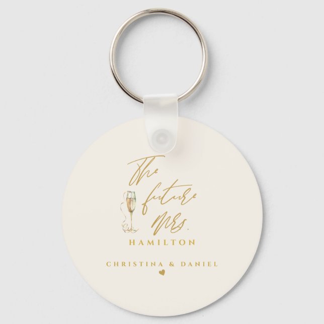 Moderne Gold Script Typografy Wedding Schlüsselanhänger (Vorderseite)