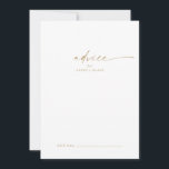 Moderne Gold Script Wedding Advice Card Hinweiskarte<br><div class="desc">Diese moderne Goldskriptkarte ist ideal für eine minimalistische Hochzeit und kann für jede Veranstaltung verwendet werden. Das schlichte gelbe goldene Design zeichnet sich durch eine einzigartige industrielle Schrift mit modernem boho Stil aus. Anpassbar in jeder Farbe. Behalt das Design minimal und elegant, wie es ist, oder personalisiere es durch Hinzufügen...</div>