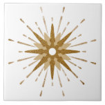 Moderne Gold-Sternexplosion des Mittelalters | Gro Fliese<br><div class="desc">Modernes, inspiriertes Design aus der Mitte des Jahrhunderts mit Vintager Retro-Gold-Sternexplosion als Schwerpunkt, ergänzt durch moderne Sternexplosion-Designelemente. Einfache, saubere Sternexplosion in einer gold-weißen Farbpalette. Ein Entwurf einer koordinierenden Sammlung. Als Vorlage konzipiert, können Sie Ihr eigenes benutzerdefiniertes Design erstellen, indem Sie die angegebenen Felder verwenden, oder mit der Schaltfläche "Nachricht" können...</div>