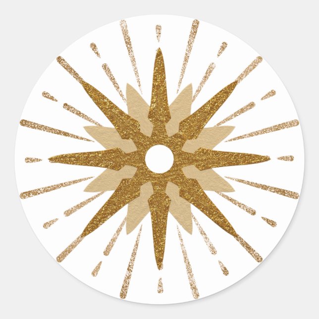 Moderne Gold-Sternexplosion des Mittelalters Runder Aufkleber (Vorderseite)