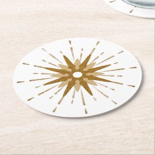 Moderne Gold-Sternexplosion des Mittelalters Runder Pappuntersetzer