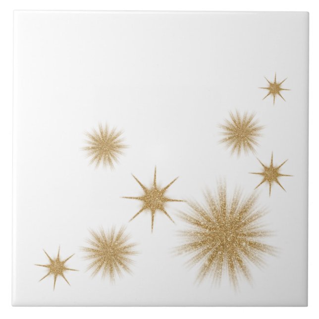 Moderne Gold Sternexplosion Keramik Tile Fliese (Vorderseite)