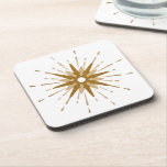 Moderne Gold-Sternexplosion-Kunststoff aus der Mit Getränkeuntersetzer<br><div class="desc">Moderner, inspirierter Untersetzer aus Kunststoff mit Vintager Retro-Sternexplosion, ergänzt durch moderne Sternexplosion-Designelemente. Einfache, saubere Sternexplosion in einer gold-weißen Farbpalette. Ein Entwurf einer koordinierenden Sammlung. Als Vorlage konzipiert, können Sie Ihr eigenes benutzerdefiniertes Design erstellen, indem Sie die angegebenen Felder verwenden, oder mit der Schaltfläche "Nachricht" können Sie den Designer um Hilfe...</div>