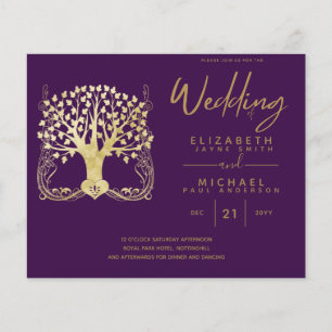 Moderne Gold Tree of Life Budget Wedding Einladung