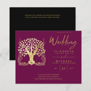 Moderne Gold Tree of Life Budget Wedding Einladung