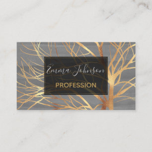 Moderne Gold Tree Silhouette Minimales Graudesign Visitenkarte