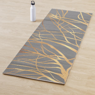 Moderne Gold Tree Silhouette Minimales Graudesign Yogamatte