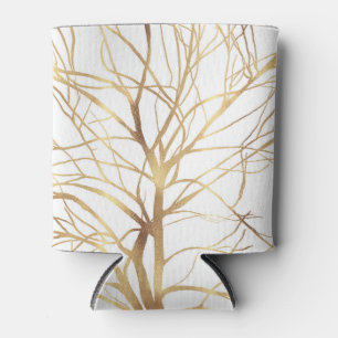 Moderne Gold Tree Silhouette Minimales Weißdesign Dosenkühler