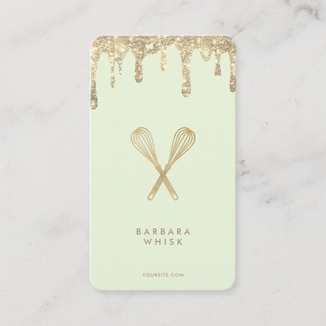 Moderne Gold Tropfen Glitzer Whisky Bäckerei Kondi Visitenkarte (Vorderseite)