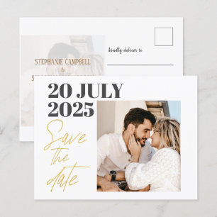 Moderne Gold-Typografie SAVE THE DATE Ankündigungspostkarte