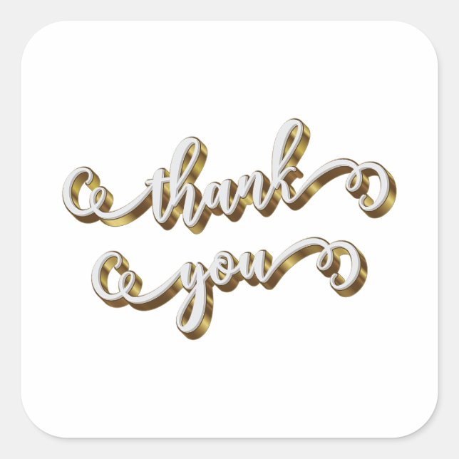 Moderne Gold Typografie Vielen Dank Quadratischer Aufkleber (Vorderseite)
