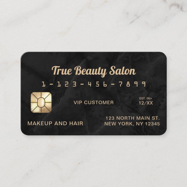 Moderne Gold- und Black Marble Stone Kreditkarte Visitenkarte (Vorderseite)