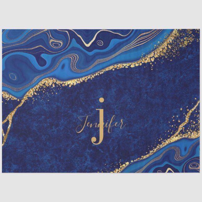 Moderne Gold und Blau - Dekoration Seidenpapier (Vorderseite)