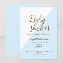 Moderne Gold und Blue Baby Boy Dusche Einladung Ca