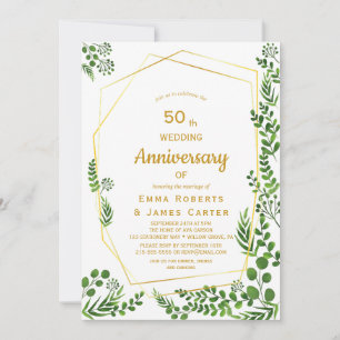 Moderne Gold- und Grün-Einladung zum 50. Jubiläum Einladung