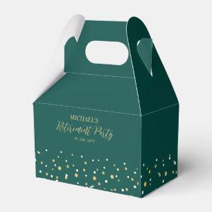 Moderne Gold- und Grün-Konfetti-Ruhestandsfeier Geschenkschachtel