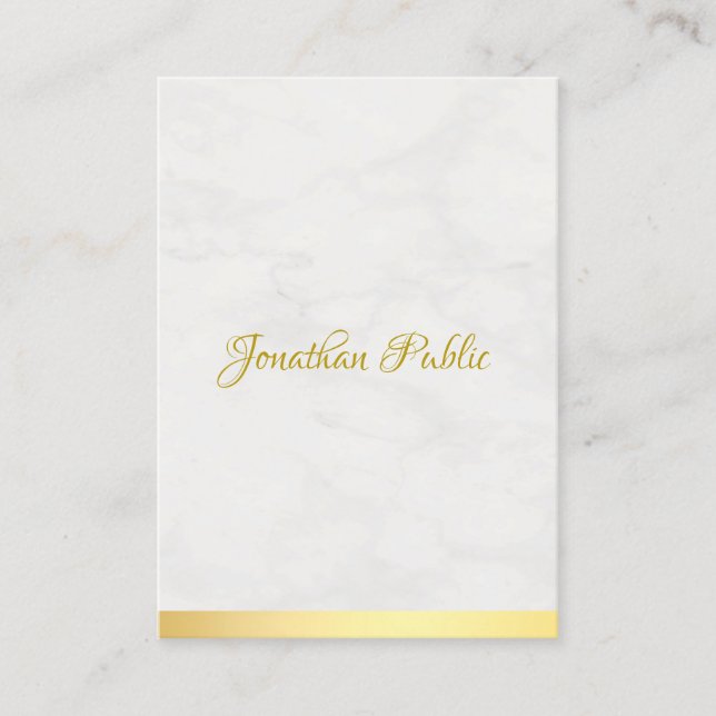 Moderne Gold und Marmor elegant handschriftlich Visitenkarte (Vorderseite)