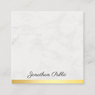 Moderne Gold und Marmor Eleganter Handschrift Text Quadratische Visitenkarte