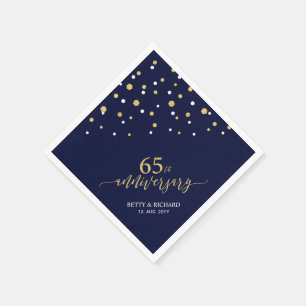 Moderne Gold- und Navy-65-Jahres-Jubiläums-Partyse Serviette