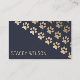 Moderne Gold- und Navy-Dog-Walker | Haustier-Sitte Visitenkarte
