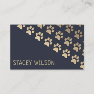 Moderne Gold- und Navy-Dog-Walker Haustier-Sitte Visitenkarte
