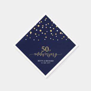 Moderne Gold- und Navyblau-50-Jahres-Jubiläumsfeie Serviette