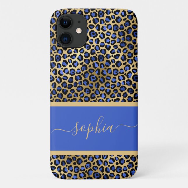 Moderne Gold- und Royal Leopard-Printwerbung Perso Case-Mate iPhone Hülle (Rückseite)