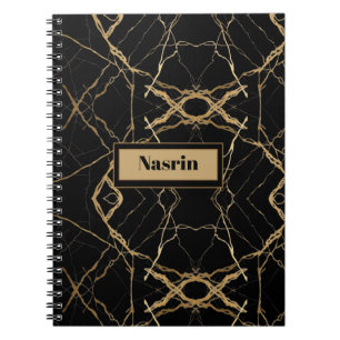 Moderne Gold- und schwarze Marmor Minimalistische Notizblock