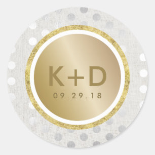 Moderne Gold- und Silberdots-Gastgeschenk Hochzeit Runder Aufkleber