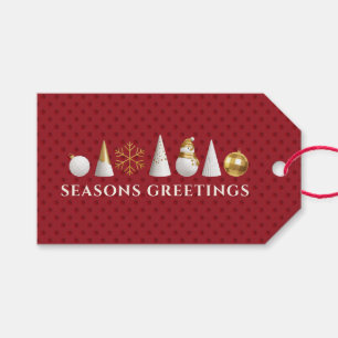 Moderne Gold- und Weiße Ornamente 1 Rotes Geschenk Geschenkanhänger