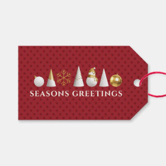 Moderne Gold- und Weiße Ornamente 1 Rotes Geschenk Geschenkanhänger