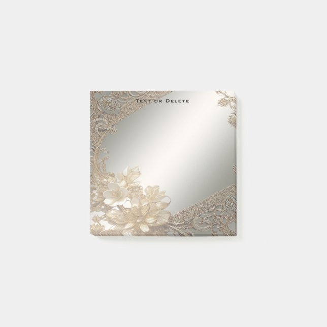 Moderne Gold Verziert Floral Post Notizen (Vorderseite)