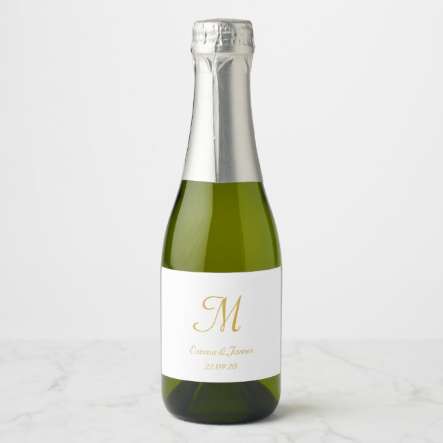 Moderne Gold & White Monogram Wedding Party Mini (Vorderseite)