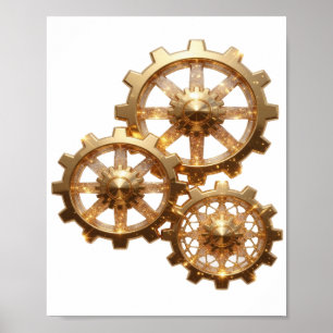Moderne Gold-ZAHNRÄDER DES REICHTUMS Poster