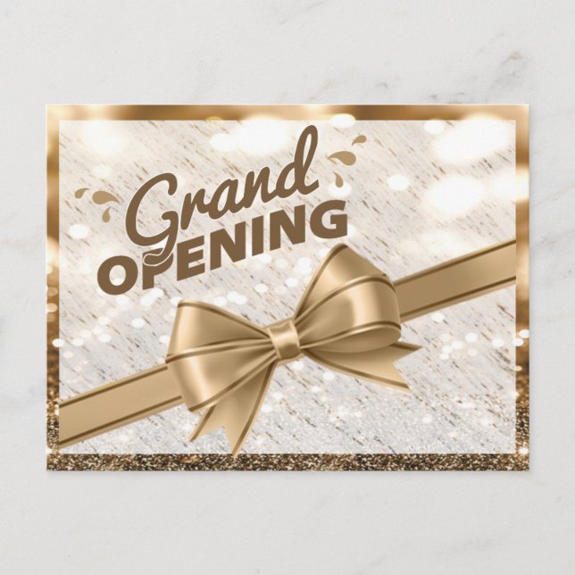 Moderne Goldband Grand Opening Einladungspostkarte (Vorderseite)