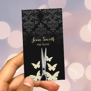 Moderne Goldbarren Dunkle Damashaar Stylist Visitenkarte