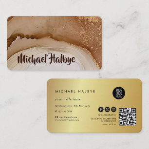 Moderne Goldbraune Aquarell-Achat-Profi  Visitenkarte