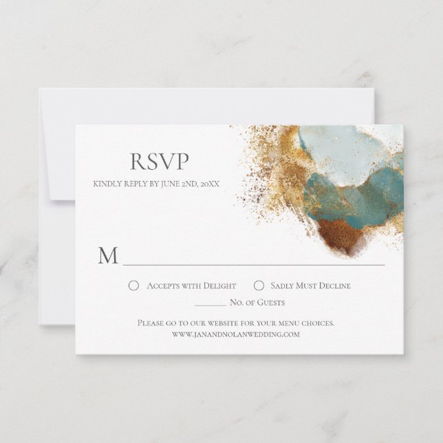 Moderne Goldbronze Aquamarin Wash UAWG RSVP Karte (Vorderseite)