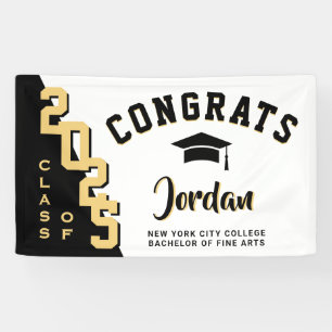 Moderne Golden Black Abschluss Class 2024 Party Banner