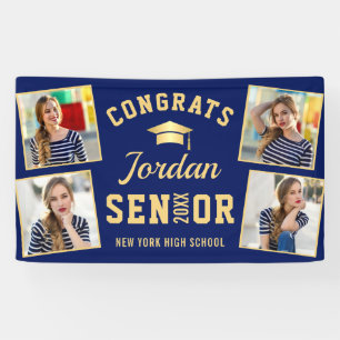 Moderne Golden Blue Abschluss Class 2024 FOTO Banner