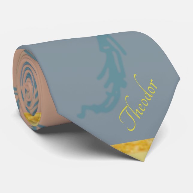 Moderne Golden Blue Bee Krawatte (Gerollt)