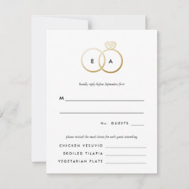 Moderne Golden Rings Wedding RSVP Antwortkarte