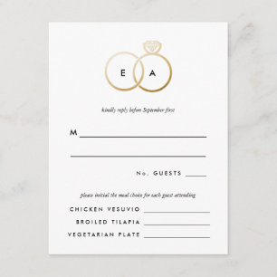Moderne Golden Rings Wedding RSVP Antwortkarte Karte