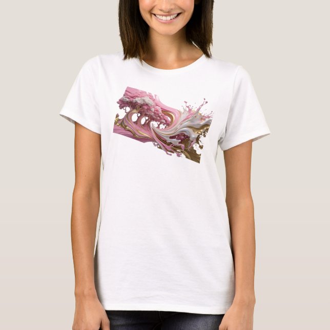 Moderne Goldene ABSTRACT ART Statement T-Shirt (Vorderseite)