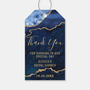 Moderne Goldene Blaue Dankeschön-Hochzeitsdusche Geschenkanhänger