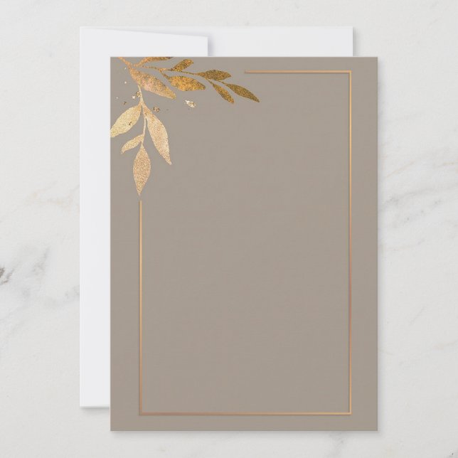 Moderne goldene Blumen und Rahmen Einladung (Vorderseite)