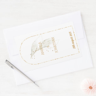 Moderne goldene Bogen-Hochzeitsumschlag-Siegel Rechteckiger Aufkleber